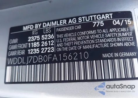 2015 Mercedes-Benz Cls 550 z USA, uszkodzony, nr VIN WDDLJ7DB0FA156210